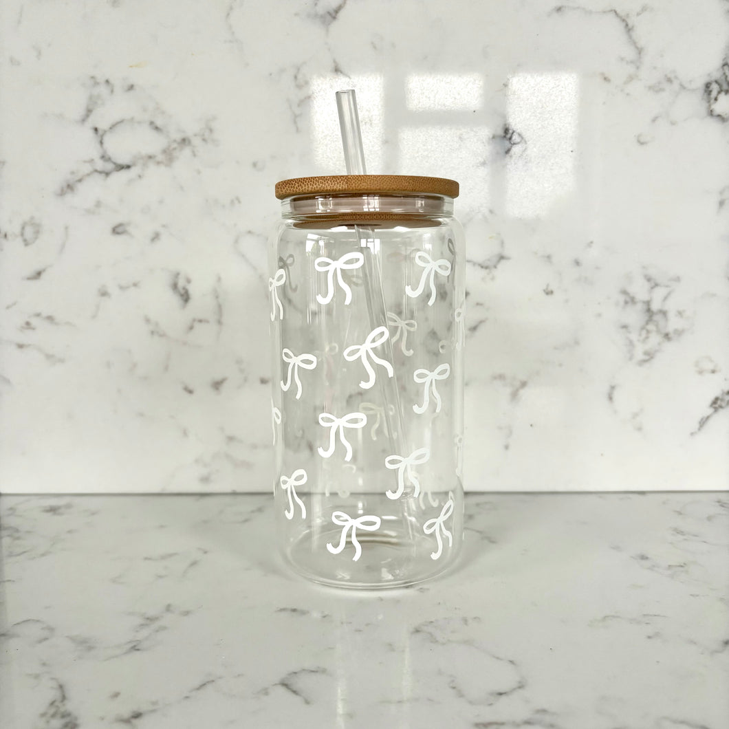 White Bows Glass Tumbler