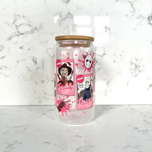 Load image into Gallery viewer, Horror Icons Pink Glass Tumbler
