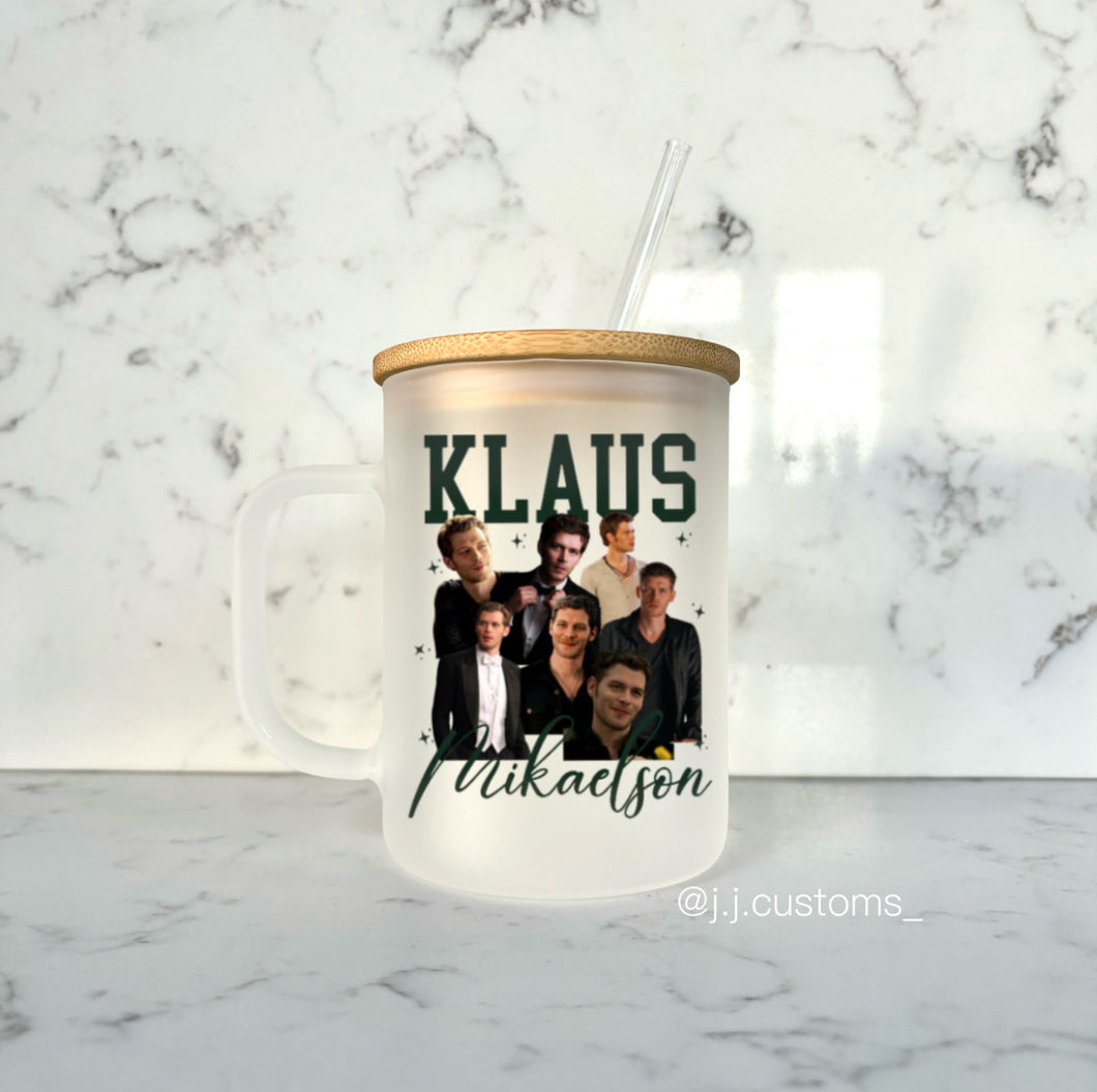 Klaus Homage Glass Mug with lid