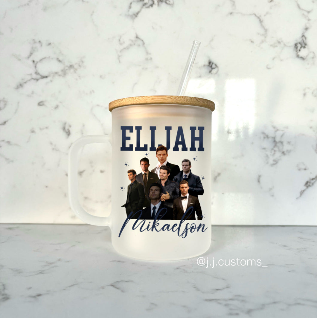 Elijah Homage Glass Mug with lid