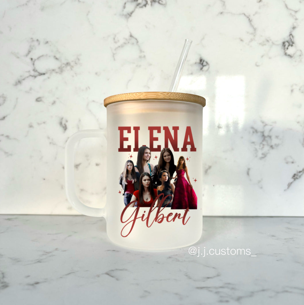 Elena Homage Glass Mug with lid