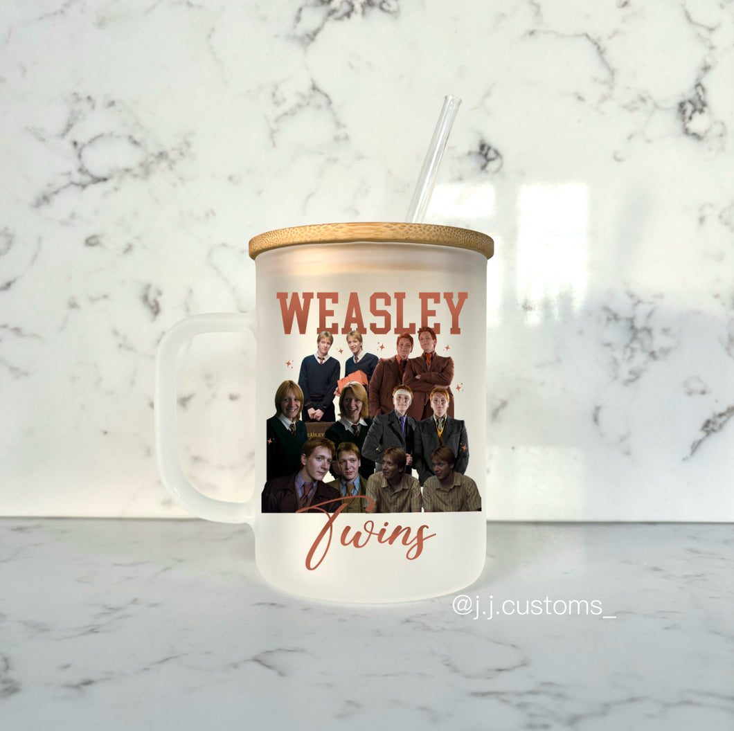 Weasley Twins Homage Glass Mug with lid