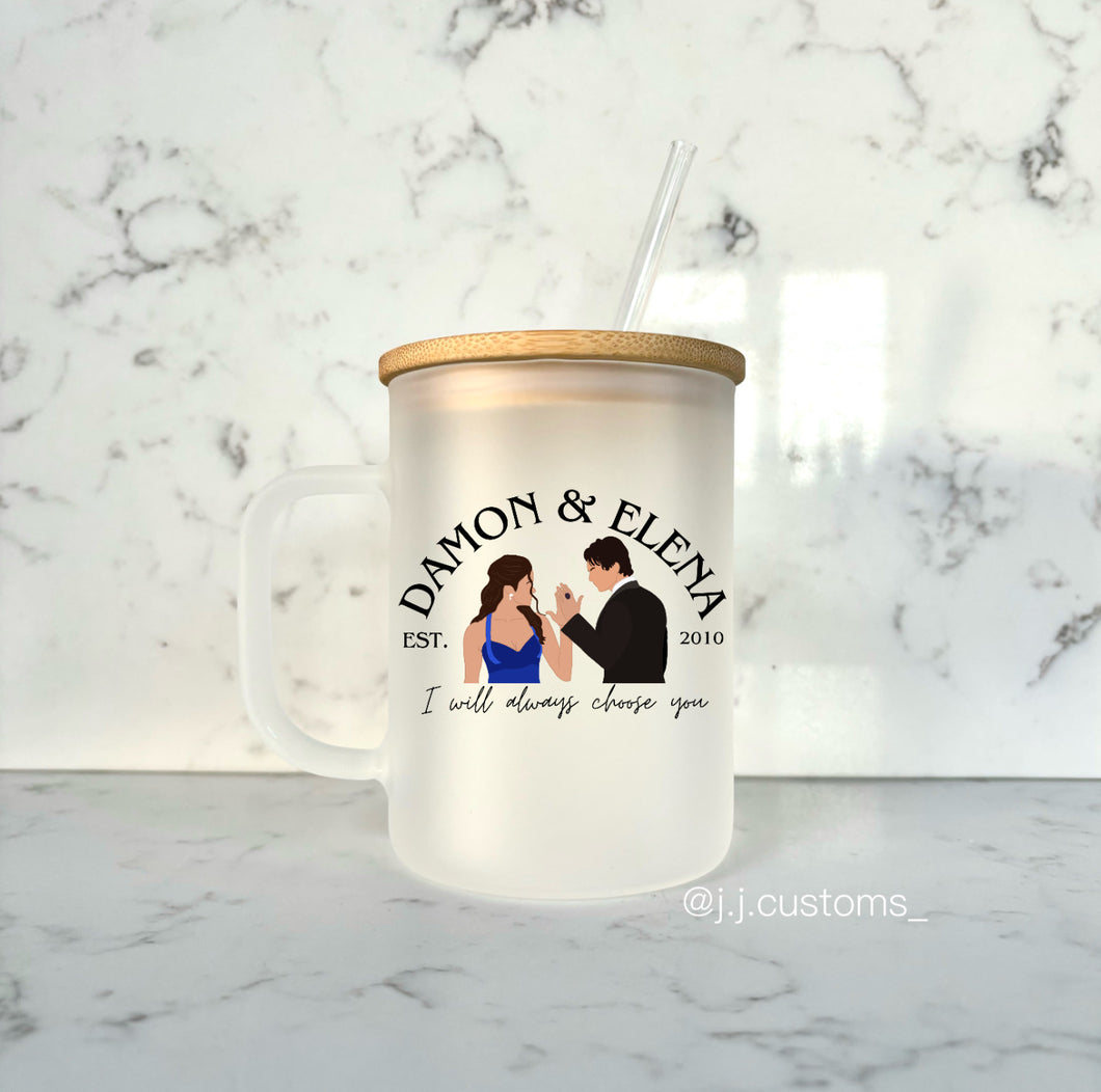 Delena Est. Glass Mug with lid