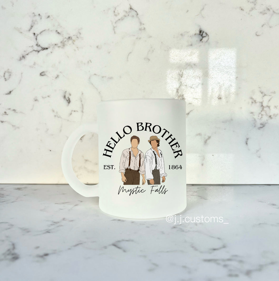 Hello Brother Est. Glass Mug