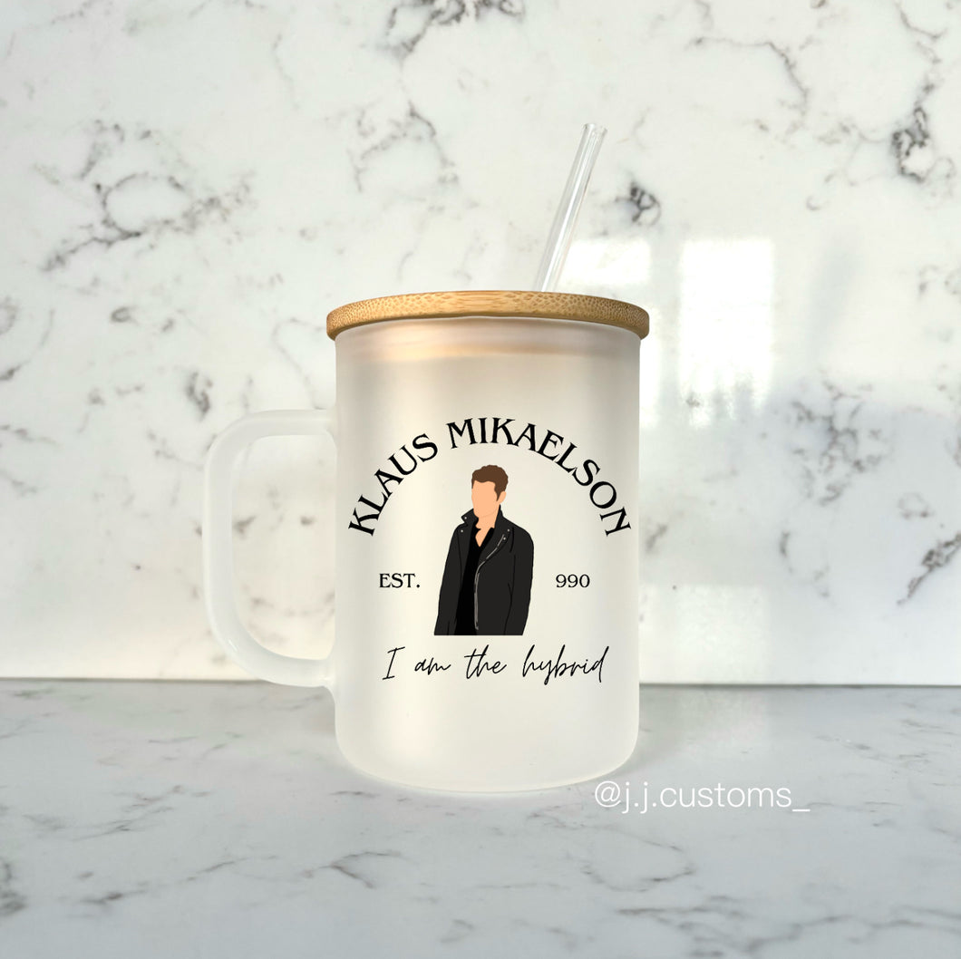 Klaus Est. Glass Mug with lid