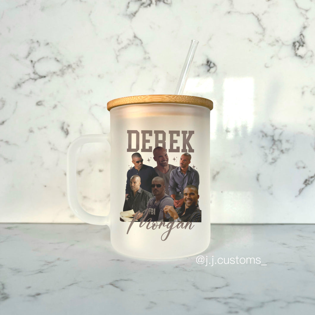 Derek Homage Glass Mug with lid