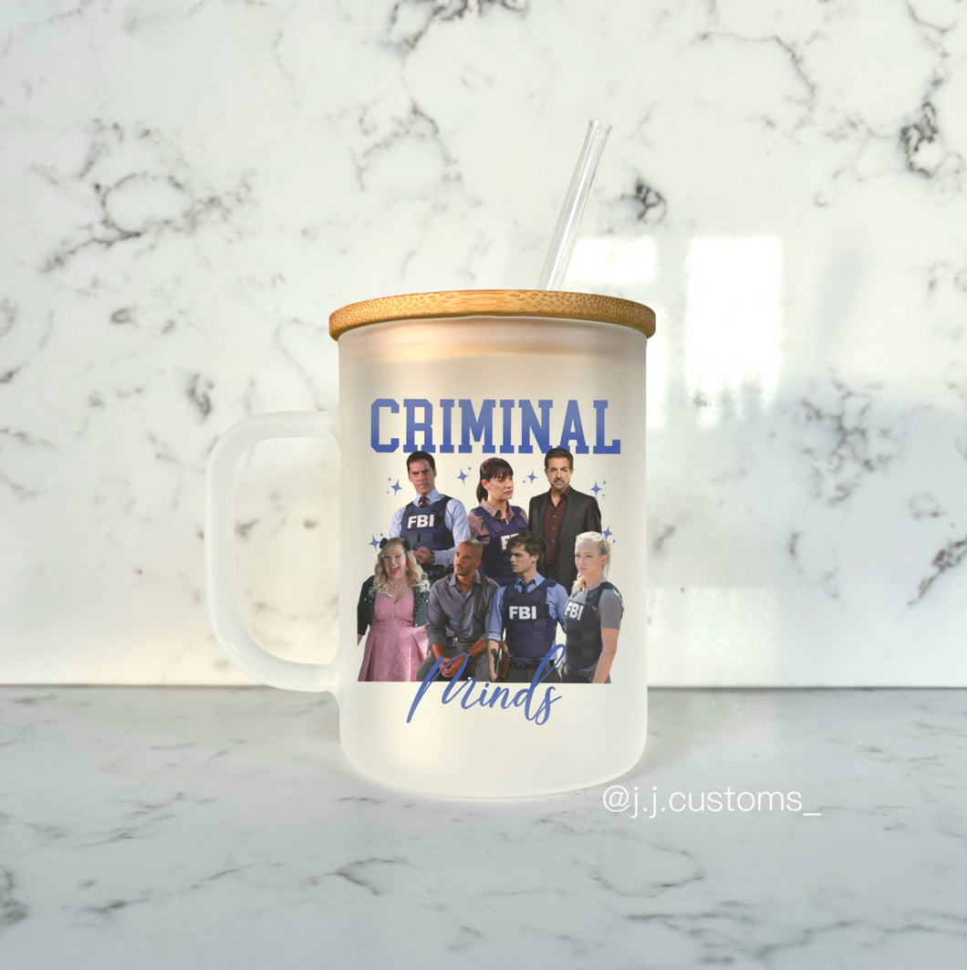 Criminal Minds Homage Glass Mug with lid