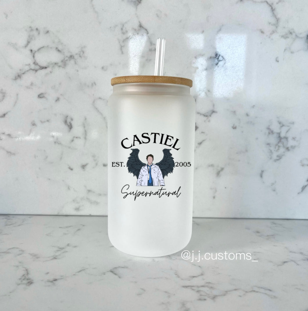 Castiel Wings Est. Glass Tumbler
