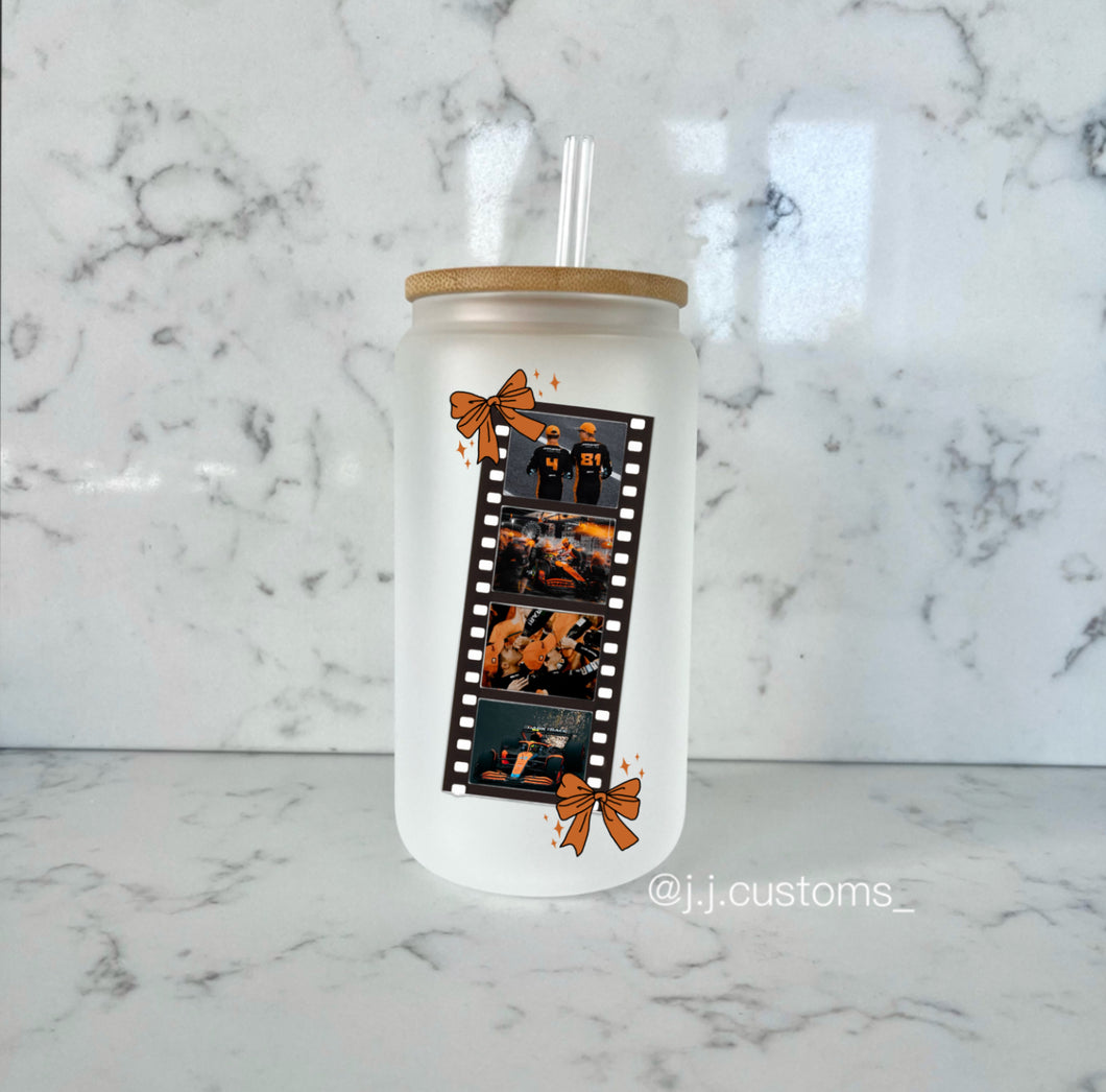 Papaya Racing Bow Glass Tumbler