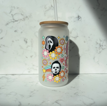 Load image into Gallery viewer, Horror Characters Retro Vibe Glass Tumbler
