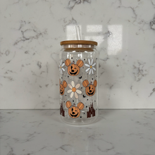 Load image into Gallery viewer, Pumpkin Mickey Flowers Glass Tumbler
