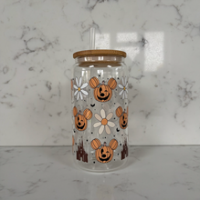 Load image into Gallery viewer, Pumpkin Mickey Flowers Glass Tumbler
