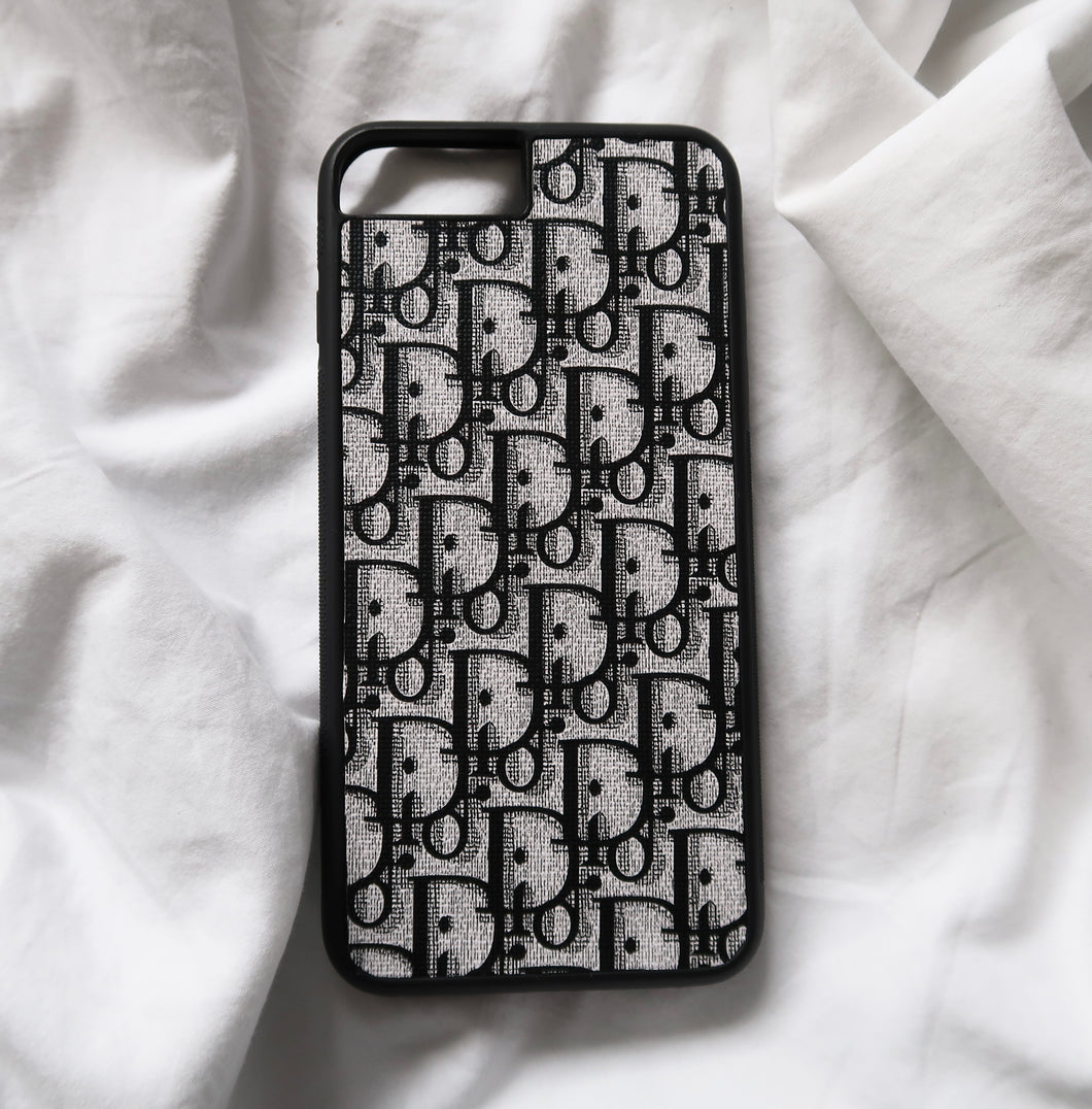Black Monogram Fabric Phone Case