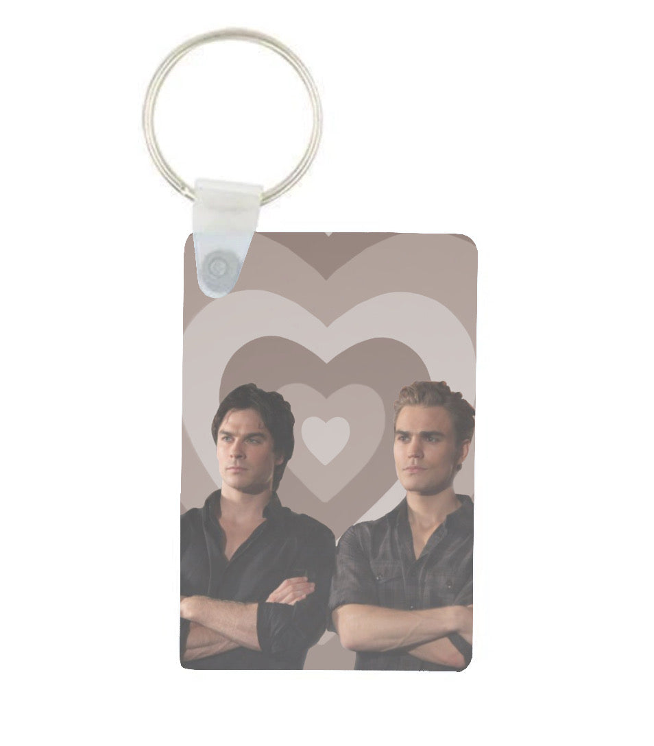 Damon & Stefan Heart Keyring